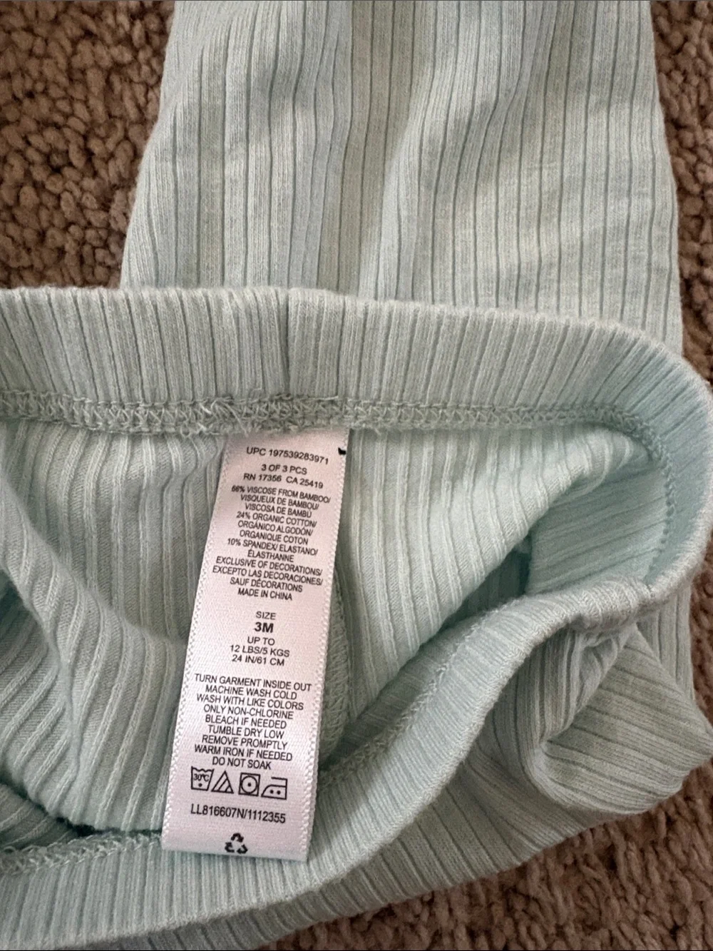 Little Me Mint Green Ribbed Baby Matching Set